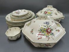 A collection of Royal Doulton Old Leeds Sprays pattern dinner ware
