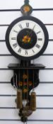 A Dutch wall clock by Orfac in floral painted case,