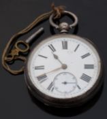W Williams of Llanidloes hallmarked silver open faced pocket watch with inset subsidiary seconds