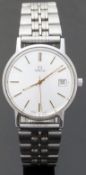 Omega gentleman's stainless steel wristwatch with with date aperture,