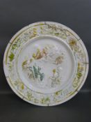 A 19th/20thC continental relief moulded hard paste porcelain charger decorated with classical