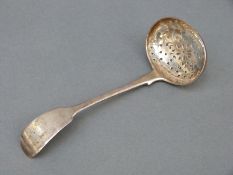 A Victorian Exeter hallmarked silver sifter spoon, marks indistinct but possibly Exeter 1844,