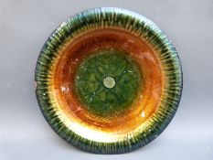 An enamel on copper charger, label verso Firenze 1967,