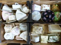 A large collection of cheese dishes including Victorian examples, majolica, Aesthetic style,