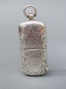 A Victorian novelty hallmarked silver combined vesta and soveriegn case,