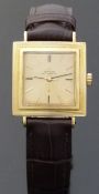 Omega 18ct gold gentleman's automatic wristwatch with reeded square case,