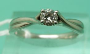 A platinum ring set with a 0.