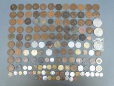 An amateur collection of UK and overseas coinage, consecutive years, small silver, modern crowns,