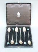 A cased set of six Liberty of London Art Nouveau style teaspoons, Edinburgh 1987 maker Liberty & Co,
