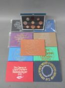 Nine Royal Mint coinage of Great Britain and Northern Ireland sets including commemorative examples