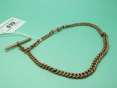 A Victorian 9ct rose gold graduated Albert, 43.