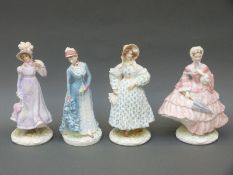 Four Royal Worcester figurines from The Victoria and Albert Museum Collection Walking Out Dresses