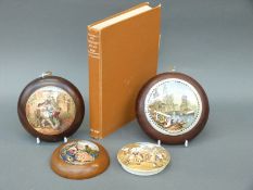 Four Prattware pot lids 'The Wolf and The Lamb', 'Strasburg', 'Lady, Boy and Mandolin',