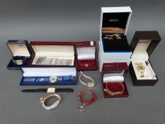 Nine various ladies and gentleman's wristwatches including Zeitner Couture, Rotary,