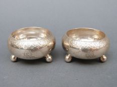 A pair of Victorian hallmarked silver open salts, Sheffield 1882, maker Atkin Brothers,