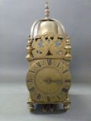 A 17th century style unsigned English lantern clock with hour striking movement,