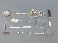 A continental white metal period cake slice, length 22cm, weight 58g,