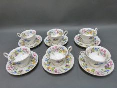 Six Shelley 'Spring Bouquet' cups and saucers
