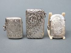 Three various Victorian and later hallmarked silver vesta cases, 1896,