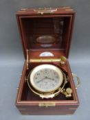 Hamilton Watch Co mahogany-cased marine chronometer dated 1941 and numbered N3164