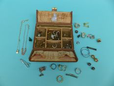 A collection of jewellery including Victorian silver earrings, silver rings,