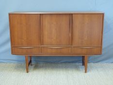 A retro Danish sideboard with sliding doors above three drawers (W165 x D45 x H113cm)