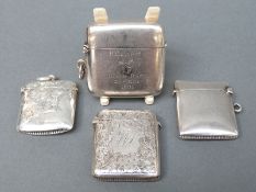 Four Victorian, Edward VII and George V hallmarked silver vesta cases, 1899, 1900,