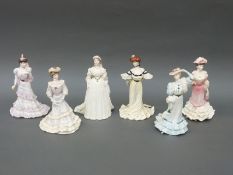 Six limited edition Coalport figures five from the Golden Age Series Alexandra of the Ball,