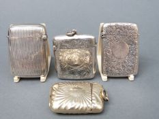Three Victorian and Edward VII hallmarked silver vest cases, 1896, 1901 and 1902,