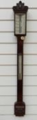 White & Barr of Glasgow, 19thC mahogany stick barometer, lightly carved case to both ends,