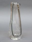 Murano style glass vase with black decoration inside clear casing,