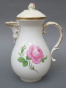 Meissen coffee pot with rose decoration,
