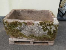 A large carved natural stone trough (L122 x D80 x H50cm)