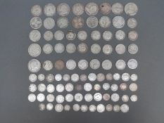 A tin containing Victorian and Edwardian silver coinage, approximately 445g,