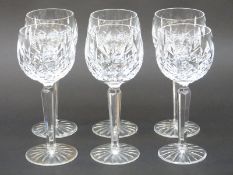 A set of six Waterford Crystal cut glass red wine glasses, 18.