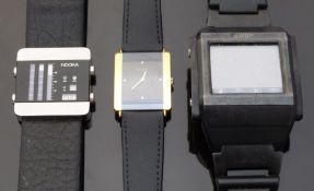 Rado Jubile ladies wristwatch with date aperture and diamond markers, on black leather strap,