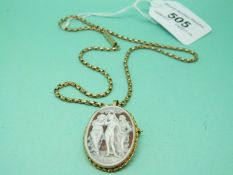 A 9ct gold necklace and a 9ct gold pendant/brooch set with a cameo