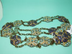 A Victorian belt with chased and enamel decoration