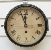 A black painted cased Smith 8 day ship's bulkhead clock,
