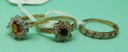 Three 9ct gold rings,