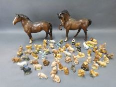 Two Beswick horses stocky jogging mare and Welsh cob,