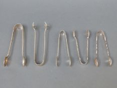 Five various sets of Victorian and later hallmarked silver sugar nips or tongs,