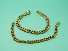 An 18ct gold bracelet (14.3g) and a section of 9ct gold chain (2.