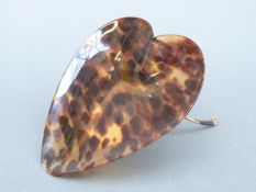 A hallmarked silver and faux tortoiseshell heart-shaped stand,