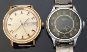 Smiths Empire gentleman's wristwatch with Arabic numerals and black face, on expanding metal strap,