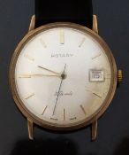 Rotary 9ct gold gentleman's wristwatch with date aperture, gold hands,