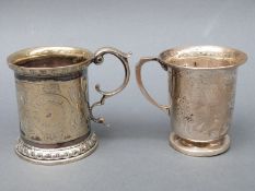 A hallmarked silver christening tankard, marks rubbed, height 7.