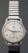 Omega gentleman's stainless steel wristwatch with inset subsidiary seconds dial,