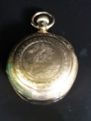 Elgin gold plated full hunter gentleman's pocket watch with inset subsidiary seconds dial,