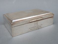 A modern hallmarked silver cigarette box, Birmingham 1968 maker Alexander Clark & Co Ltd,